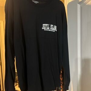 NWT! Solid Black Long Sleeve Tee with Crew Neck and Small Logo - Unisex sizing!